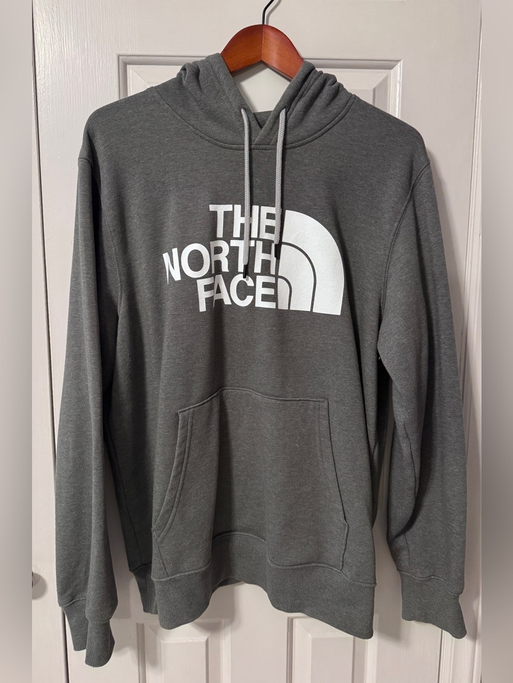 The North Face Charcoal Gray Hoodie with White Logo